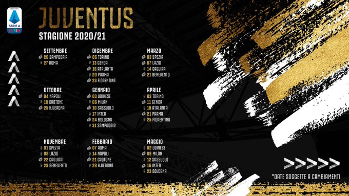 Calendario Serie A 2020-21 Juventus